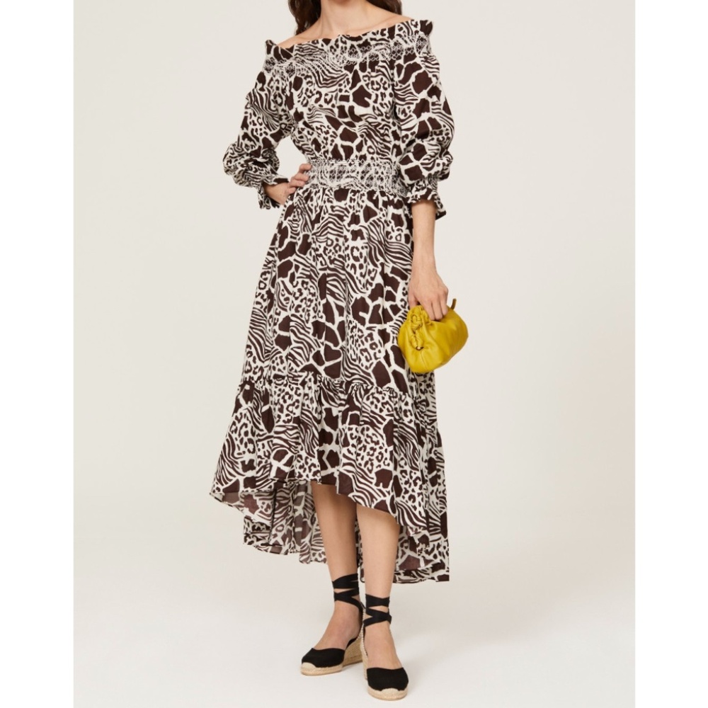 Adam Lippes Smocked Off the Shoulder Dress Sz 6